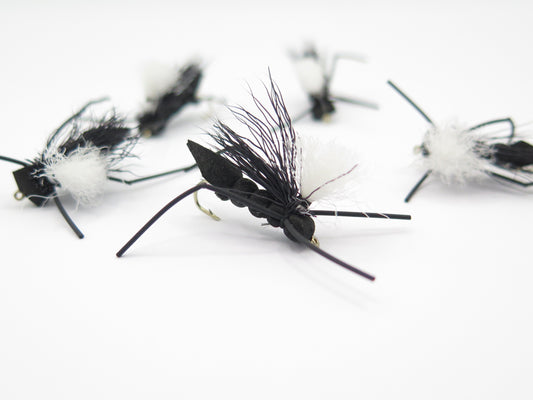 Black Cricket Fly, Dirty Flys, Fishing Flies New Zealand, Best fly-fishing fly, Pat Swift, Category 3, Manic Tackle, Stu's Flies, Trout fishing NZ. South Island fly fishing. Turangi Trout fishing.